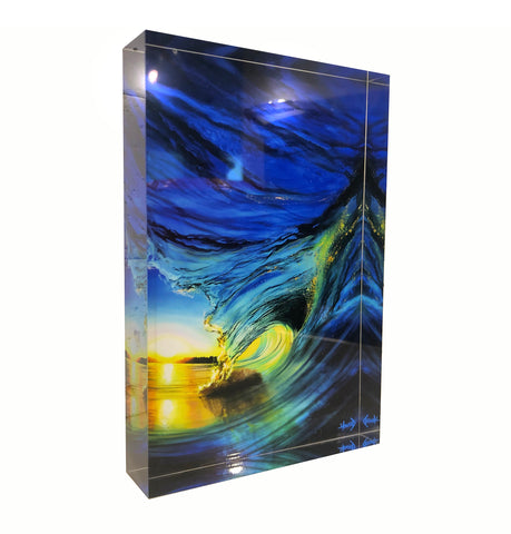 Stained Blue Glass Block 4x6